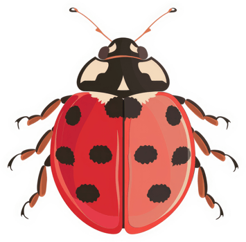 A vibrant illustration of a ladybug with distinctive spots. png