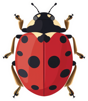 A vibrant illustration of a ladybug with distinct spots. png
