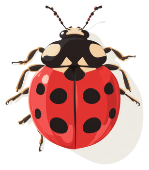A vibrant illustration of a ladybug with black spots. png
