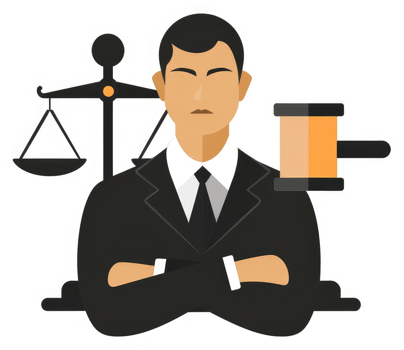 A judge in a formal suit, representing justice and law. png