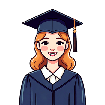 Graduation cap graduate student education achievement celebration diploma gown young adult smiling portrait academic success ceremony happiness female illustration character school learning png