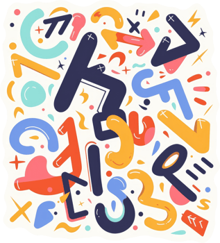A vibrant display of abstract shapes and colors. png