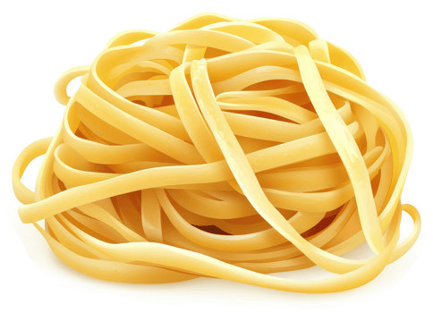 A close-up view of a nest of uncooked pasta. png