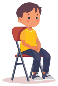 A young boy sits patiently in a waiting room chair. png