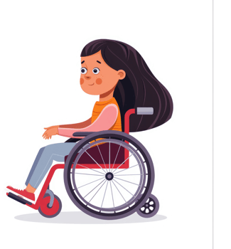 A young girl in a wheelchair, a representation of independence and empowerment. png
