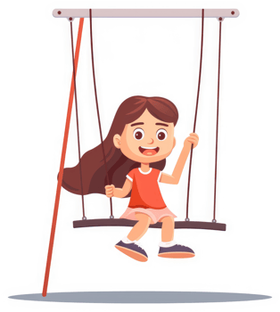 A joyful young girl enjoys a swing on a sunny day. png