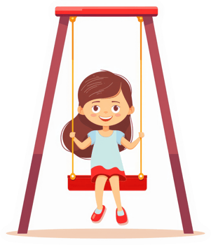 A young girl enjoys a swing on a bright sunny day. png