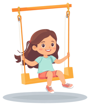 A young girl enjoys a fun swing ride on a sunny day. png