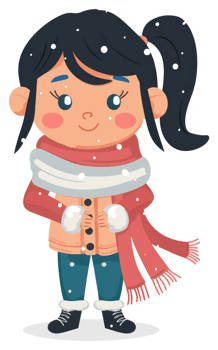 A happy child in winter clothes, enjoying the snow. png