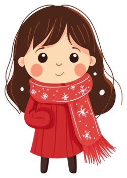 A cute cartoon girl in a winter outfit. png