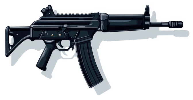 A black assault rifle, detailed illustration. png
