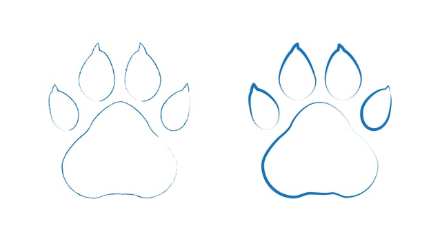 blew stoke dog or cat paw print sign and symbol icon for mobile concept and web design. Set of animal paw print. vector