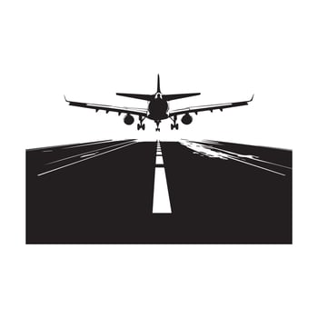 Aeroplane runway takeoff Stock Image on white background. vector