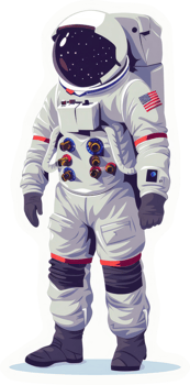 A stylized illustration of an astronaut in a spacesuit, reflecting starry sky within the helmet. png