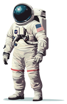 A stylized illustration of an astronaut in a space suit. png