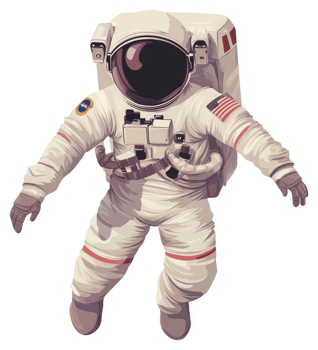 A space explorer in a vintage-style astronaut suit. png