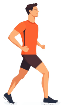 A cartoon illustration of a person jogging in athletic wear. png