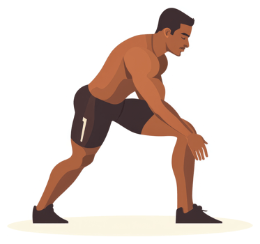 A muscular man stretching his legs in a forward bend. png
