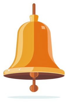 A cartoon illustration of an orange bell. png