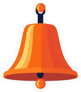A vibrant orange bell, a symbol of notification. png