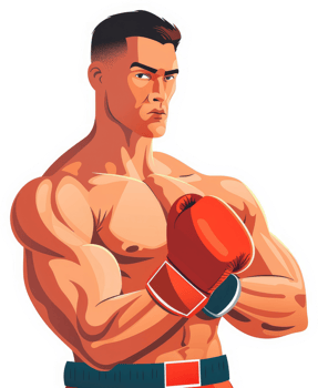 A muscular boxer with determined expression. png