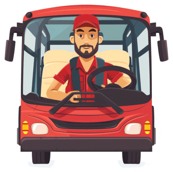 A focused bus driver ready to transport passengers. png