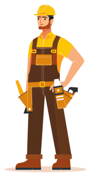 A skilled tradesperson in work attire, ready for a day of labor. png
