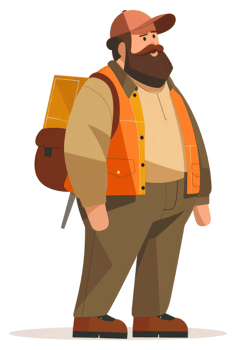 A cartoon illustration of a person in work attire carrying a backpack. png
