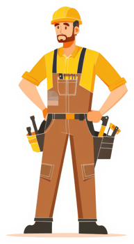 A skilled handyman in protective work attire. png