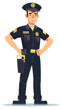 A confident security guard in a dark uniform. png