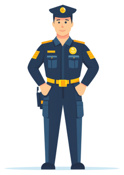 A security guard in a navy blue uniform. png