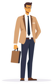 A businessman in a tan suit carrying a briefcase. png