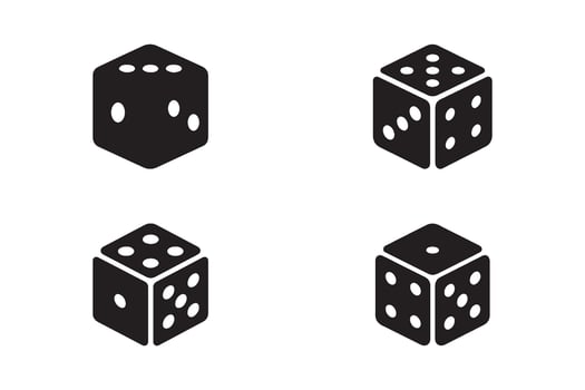 Set of dice icon. Game dice silhouette on white background vector