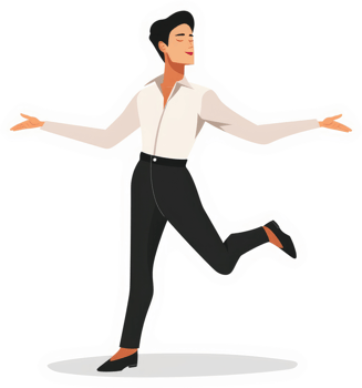 A stylish figure skater performing a graceful dance move. png
