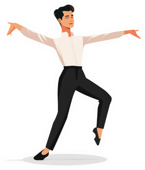 A stylish male dancer gracefully performing a ballroom dance. png