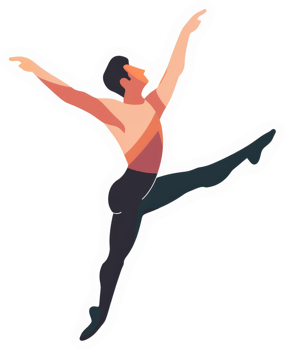 A male ballet dancer in mid-leap, showcasing graceful athleticism. png
