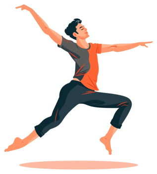 A male figure in mid-leap, showcasing a ballet-like pose. png