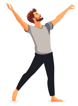 A man with arms outstretched, expressing joy and freedom. png