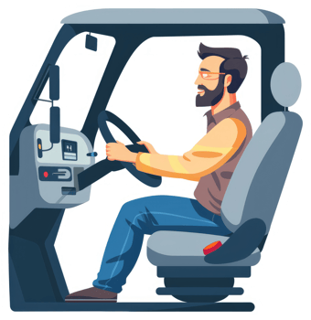 A man operating a farm vehicle, possibly a tractor. png