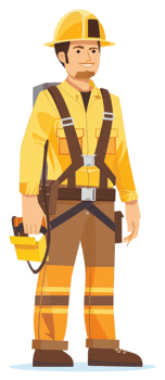A lineman in protective yellow safety gear. png