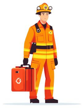 A firefighter carrying a medical kit. png