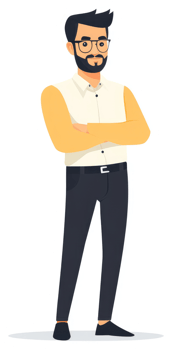 A confident man in a business casual outfit. png