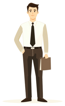 A professional man in a business suit holding a portfolio. png