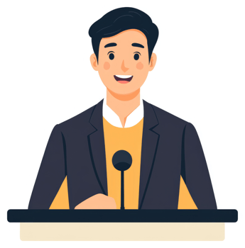 A man giving a speech at a podium. png