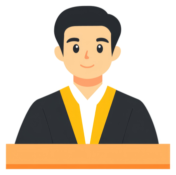 A cartoon illustration of a person in academic regalia. png