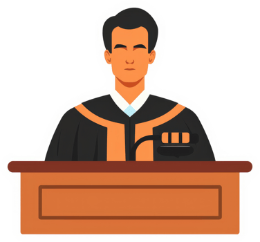 A judge presiding over a court proceeding. png