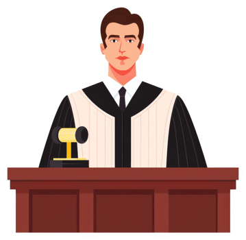 A judge presiding over a courtroom proceeding. png