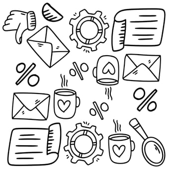 Startup Icons and Business Communication Doodle Set vector