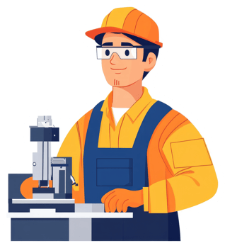 A skilled technician operates machinery in a manufacturing setting. png