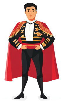 A proud matador in traditional spanish bullfighting attire. png
